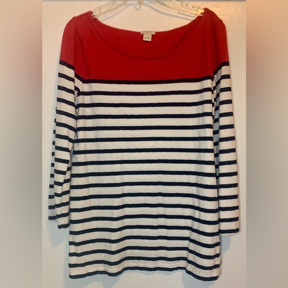 J Crew striped 3/4 sleeve tee - Picture 1 of 3
